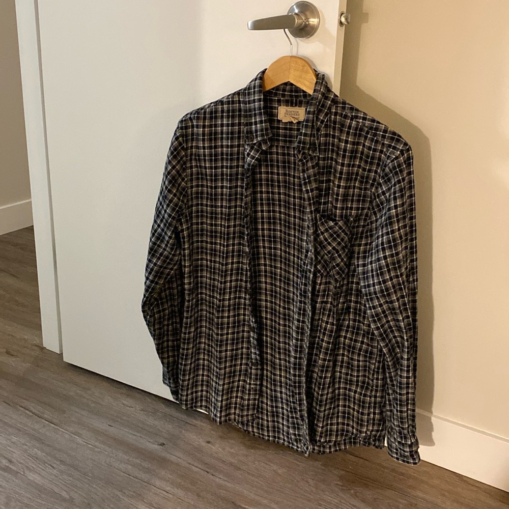 Male flannel shirt.